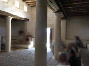 An interior view of the synagogue at Nazareth Village