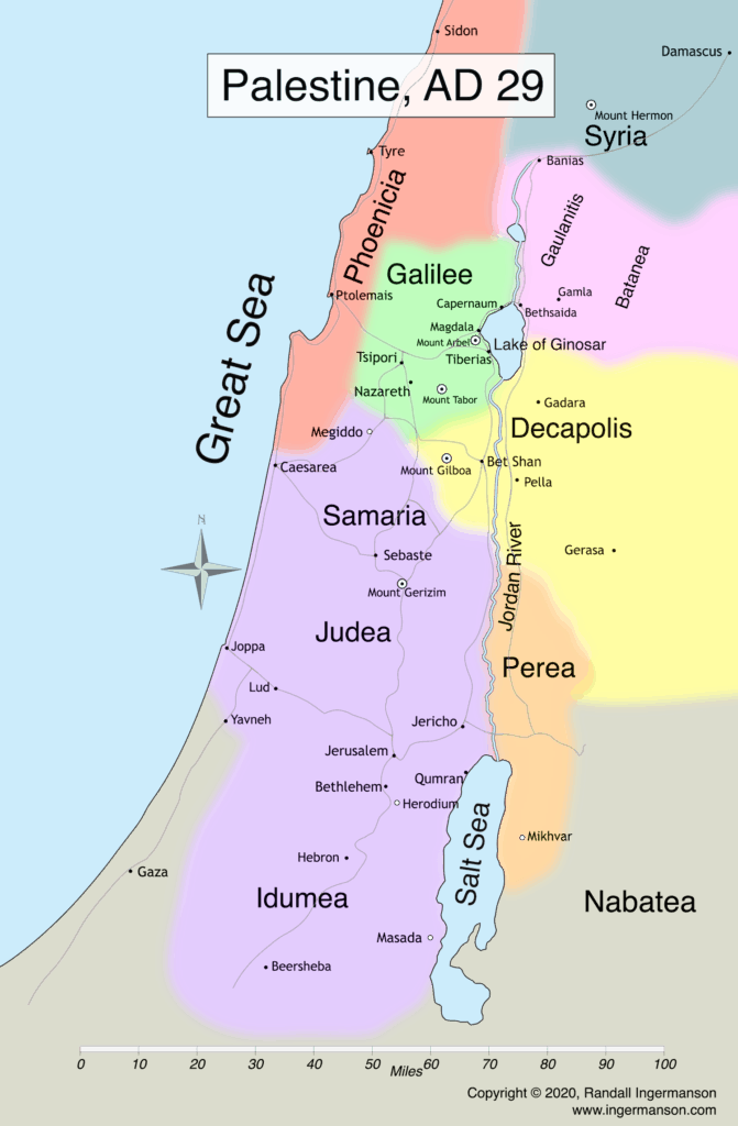 Map of Palestine, AD 29
