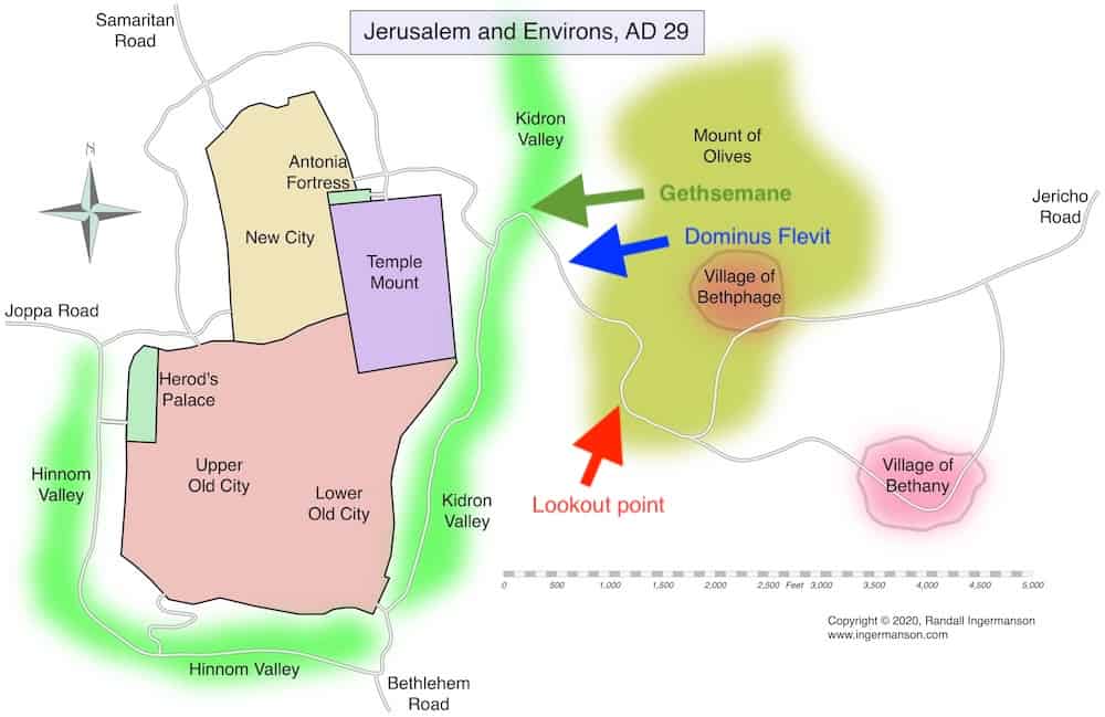 Map of Jerusalem in the time of Jesus.